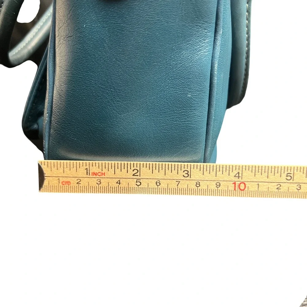 Radley London Teal Blue Leather Satchel Top Handle Bag Contrast Stitching